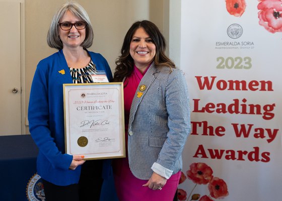 West Hills Community College Chancellor Dr. Kristin Clark and Assemblywoman Esmeralda Soria.